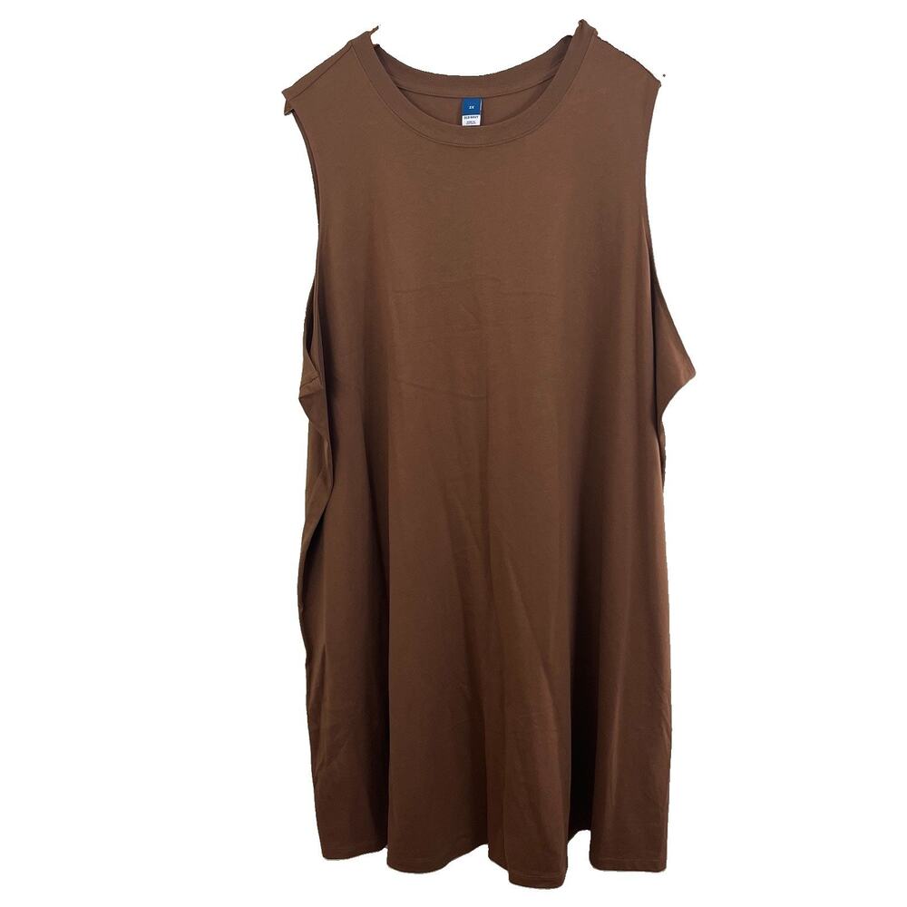 NWT Old Navy Sleeveless Shift Tank Sundress Womens 3X Brown Cotton Plus Size